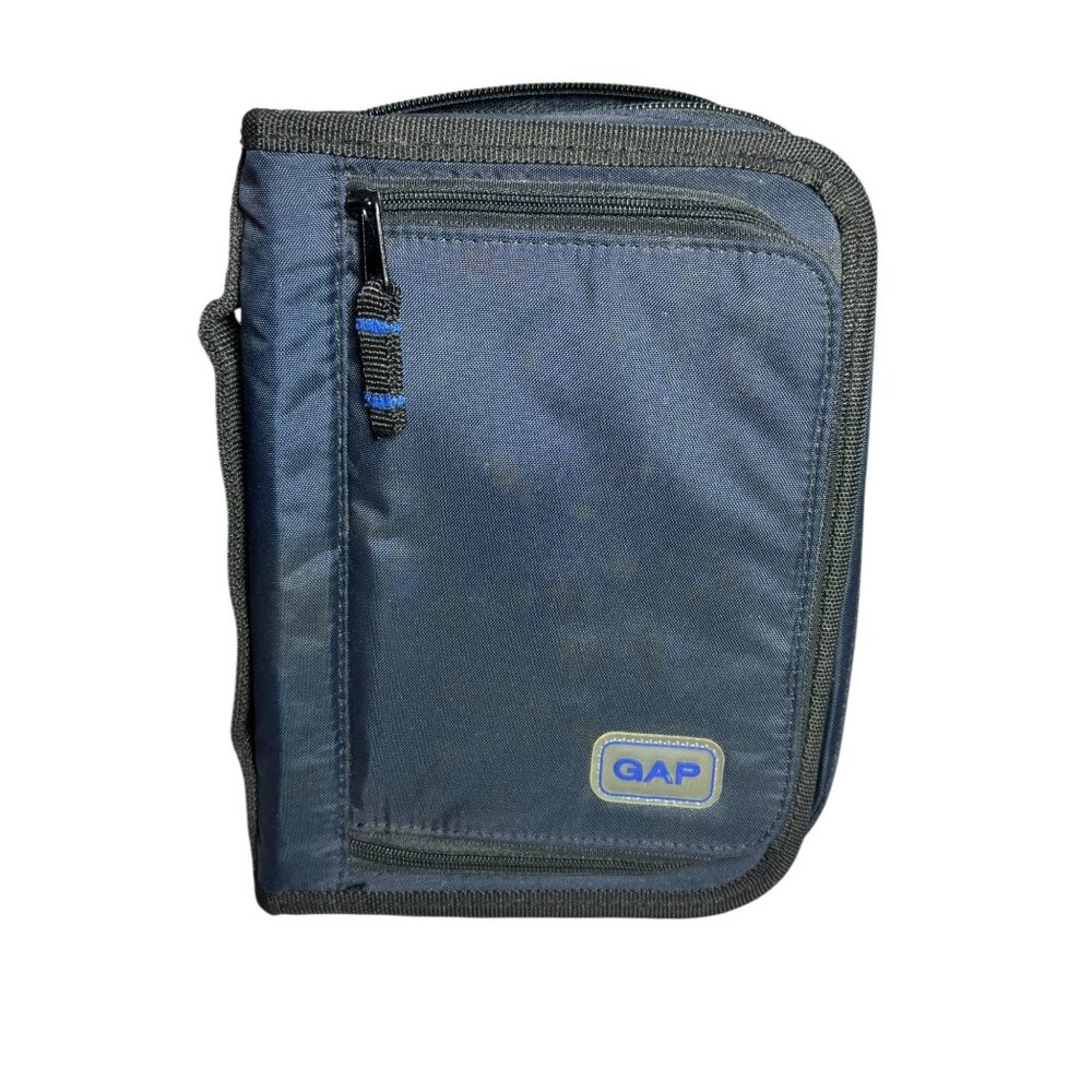GAP Navy Blue Zippered Binder With Pockets Card Slots & Pen Holder